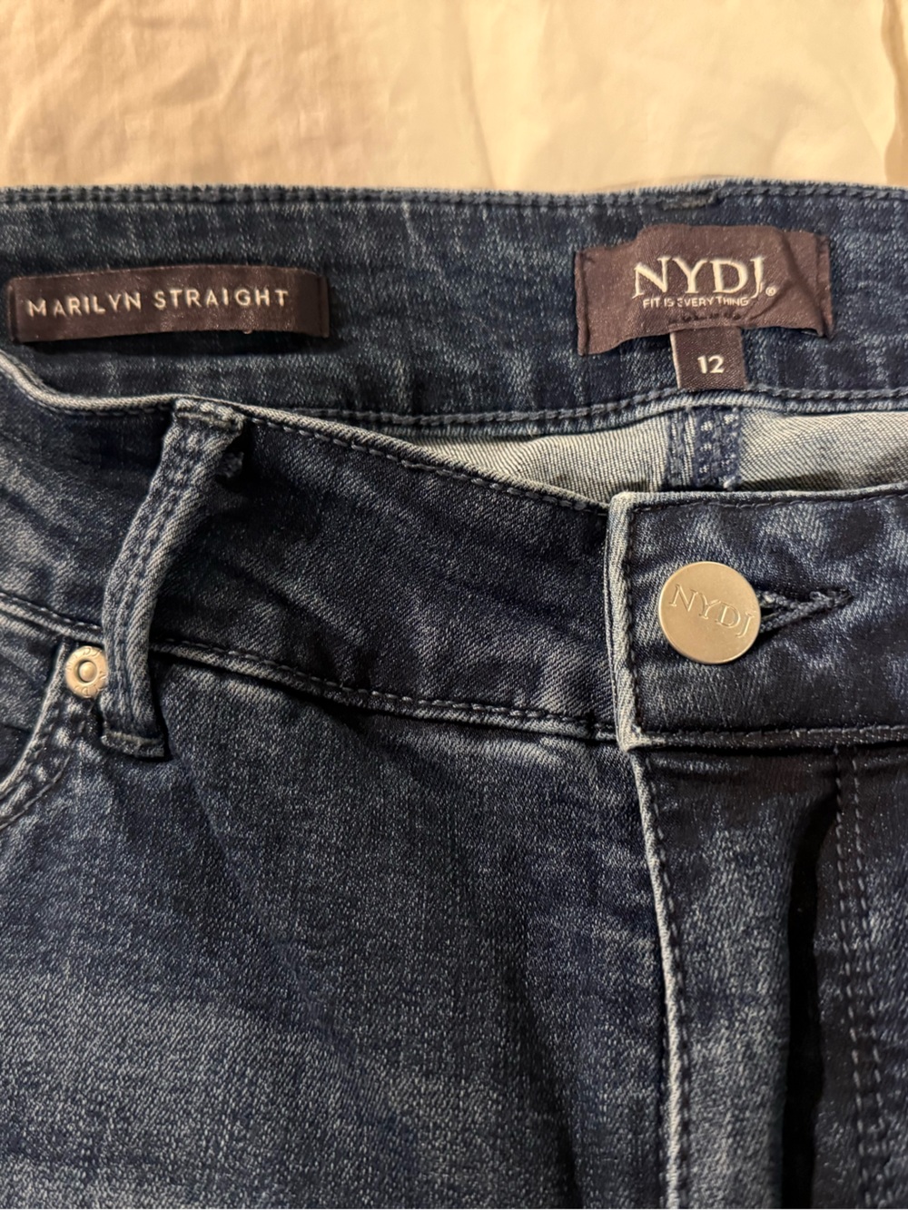 NYDJ Marilyn Straight Jeans in Dark Blue Denim